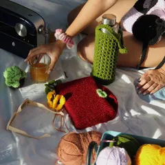 A snapshot from a perfect picnic day, surrounded by yarn and crochet projects. This is my happy place. Crochet really does fit every aesthetic.