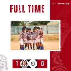 A great result in the C-Division league. This graphic celebrates our 1-0 win against FCA, a victory earned through solid defense and a decisive goal.