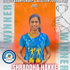 We are incredibly proud to celebrate Shraddha Hakke's double gold medal victory at the BAMU District Championship. Her success in both Women's Singles and Doubles is a testament to her hard work and the high-performance training we provide.