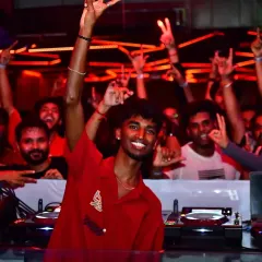 This is what it's all about. Connecting with the crowd, feeling their energy, and giving it right back. Moments like these at the Anirudh fan party are why I love what I do.