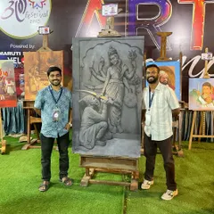 This large 5-foot acrylic painting, based on a famous sculpture, was created live at the Thane Art Festival. It shows my ability to work on a large scale and engage with historical themes.