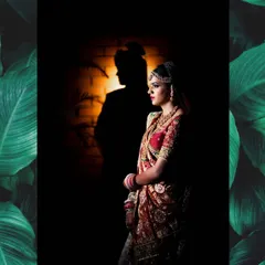 A powerful and artistic portrait where the groom's shadow is cast on the wall behind the bride, symbolizing his presence and support.