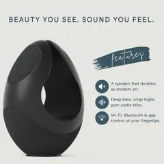 This sculptural speaker is designed to be seen and heard. Its unique shape delivers deep bass and crisp highs, while its modern aesthetic makes it a piece of art. We provide audio solutions that are a feast for the eyes as well as the ears.