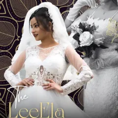 A closer look at my custom Western bridal gown. The illusion neckline and lace-covered long sleeves offer a touch of modesty while remaining incredibly elegant and modern.