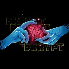 The original 'Dkrypt da Heart' digital artwork, featuring two hands holding a pixelated heart. This is the core graphic I developed for T-shirt printing, designed with bold lines and a clear concept.