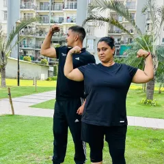 Side by side, showing off the results of hard work.