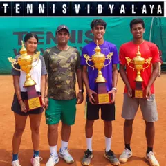 A picture of pure success. Our players, Tamanna Takoria, Aarjun Pandit, and Rian Sharma, showcasing their trophies after a dominant performance at the AITA Super Series tournament. We build a team environment where winning becomes a habit.