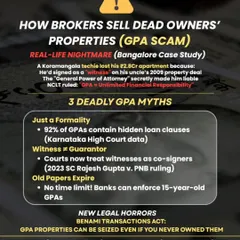 A Bangalore techie lost his 2.8 crore rupee apartment because he signed as a witness on his uncle's property deal. This infographic debunks deadly GPA myths and explains how old papers never expire.