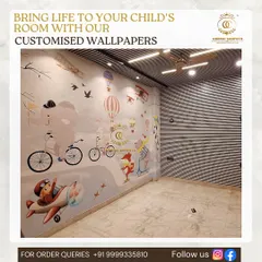 We bring life to your child's room with our customized wallpapers. This fun and imaginative design features cute animals, hot air balloons, and airplanes, creating a playful and inspiring space for kids. All our kids' wallpapers are non-toxic and safe.