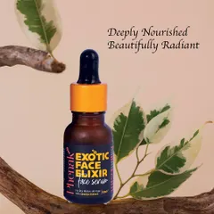 This is my Exotic Face Elixir, a bottle of pure nourishment. I formulated this cold-pressed oil serum to give dry and mature skin a beautifully radiant and deeply nourished glow, using only the best natural ingredients.