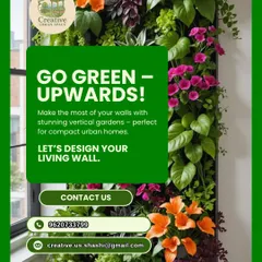 When you don't have space to go out, go up! This artificial vertical garden is a perfect example of how I turn plain walls into living art. These stunning, maintenance-free green walls are ideal for adding a lush, natural feel to compact urban homes and balconies.