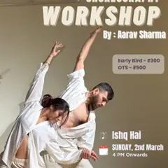 The official poster for the 'Ishq Hai' workshop. The image of the two dancers in a graceful pose perfectly represents the lyrical and contemporary style of the class.