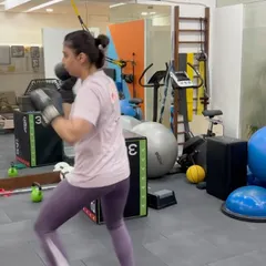 As her strength returned, we incorporated more dynamic and functional movements into her program. Boxing drills like these help improve coordination, rotational power, and confidence in her body's resilience.