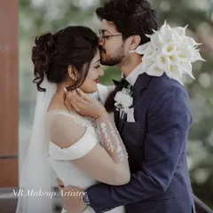 For this Christian wedding, we created a soft, romantic look with a classic updo and veil. The makeup was designed to be elegant, fresh, and last through the emotional moments of the day.
