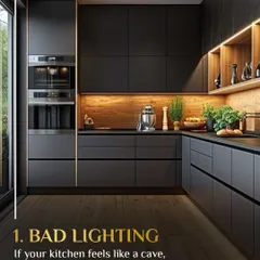 Is your kitchen giving you stress? Sign 1: Bad lighting. If your kitchen feels like a cave, it is time to brighten things up with a layered lighting plan that includes ambient, task, and accent lights.