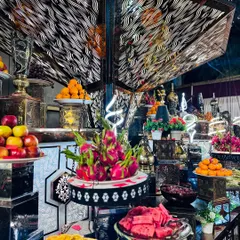 Another angle of the stunning fruit counter, showcasing the variety and artistic arrangement of the fresh produce.
