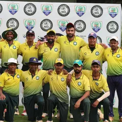 A team poses for a group photograph in front of our tournament backdrop. We ensure every event has professional branding opportunities.