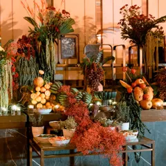 This view captures the multi-level design of the grazing table. I use varying heights with different stands and tables to create visual interest and ensure that every single dish, from the fruit arrangements to the small bites, is beautifully presented and easily accessible.