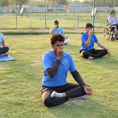 Finding balance and focus through yoga. Our athletes participate in an outdoor yoga session on our grounds, practicing pranayama to improve breathing control and mental clarity for competition.