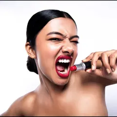 An edgy and unconventional beauty shot. This image is designed to be disruptive and memorable, perfect for a brand that wants to break the mold.
