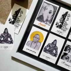 A glimpse of my 2025 art collection, framed and ready. This shows how my postcard-sized sketches of various deities can be displayed together as a beautiful piece of home decor.
