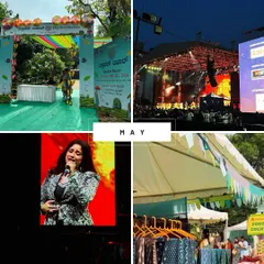 Our highlights from May, featuring a concert by Shreya Ghoshal and the Dastkar Bazaar. This shows my ability to handle both high-energy music events and large-scale artisan fairs.