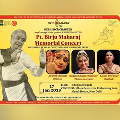 It was a profound honor to perform at the Pt. Birju Maharaj Memorial Concert. This poster shows me alongside other artists paying homage to the legendary Kathak maestro.