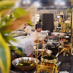 A look at the chefs behind our exquisite creations. Here, they are busy at a live cooking station, frying and grilling to deliver the freshest food to your guests.