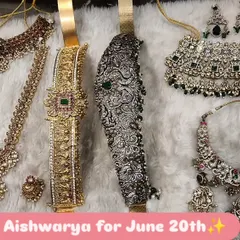 A flat lay of jewellery sets booked for our client Aishwarya. We love seeing the different combinations our clients put together.