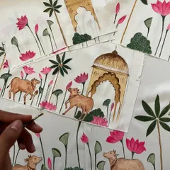 A closer look at the hand-painted Rajasthani theme. This design was created for a father and his 8-month-old son, a special way to connect them through art.