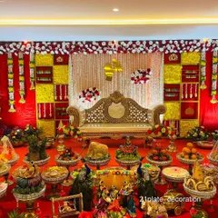 This is one of my popular combo packages, featuring a vibrant red and yellow checkered backdrop with a full set of plate decorations. It’s a complete solution for a grand and colorful baby shower ceremony.