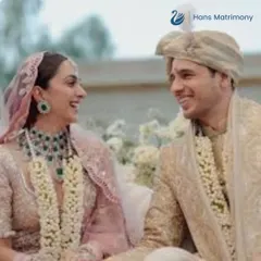 A candid moment of laughter between Kiara and Sidharth during their Varmala ceremony. It is these moments of pure joy that make a wedding so special.