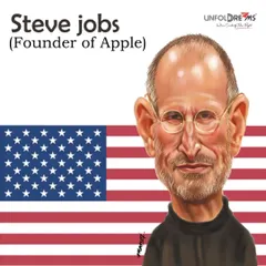 A caricature of Apple's visionary founder, Steve Jobs.
