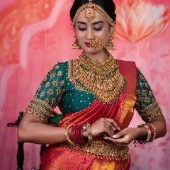 A demonstration look for my students on deep dusky skin. I used rich, warm tones and a luminous base to make her skin glow. The look is completed with heavy gold temple jewellery.