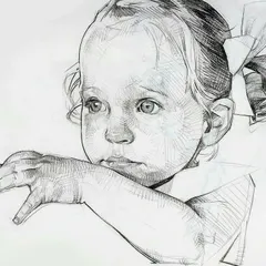 This expressive pencil portrait of a young child demonstrates how to capture subtle emotion and likeness through careful cross-hatching and shading. Our classes focus on drawing realistic facial features and expressions.