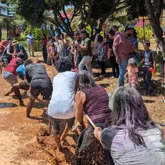 Our Holi celebration included a mud-filled tug of war. Kids and adults went all in, and by the end of the day, we weren't sure if it was the colors or the joy that stuck more.