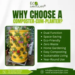 This is a composter and a planter in one. It's a space-saving solution for urban homes, allowing you to compost your kitchen waste and grow beautiful flowers or herbs in the same unit.