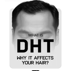 This graphic introduces DHT, the primary hormone responsible for shrinking hair follicles and causing thinning in both men and women.
