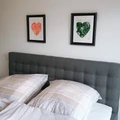 Seeing my art in its new home is one of the best feelings. This client chose a pair of my heart paintings to create a serene and loving atmosphere above their bed. This is how art can transform a room, adding personality and a focal point that speaks to you.