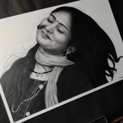The feeling of wind in her hair, captured in this A4 portrait for a client in West Bengal. I used soft shading to create a sense of movement and freedom.