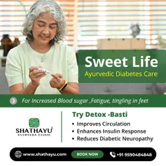 For those managing diabetes, I focus on improving the body's natural systems. My Detox Basti therapy is designed to enhance circulation and insulin response, which can help reduce symptoms of diabetic neuropathy like tingling in the feet.