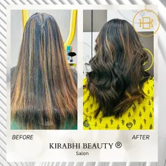 Don't just color your hair, transform it. We took this client's hair from having faded, frizzy highlights to beautifully defined, healthy curls with a rich color and sun-kissed balayage effect. This is a perfect example of combining a color refresh with a styling makeover.