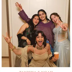 The bride tribe bringing all the energy to the photo booth at a vibrant sangeet. Our booths are perfect for capturing those fun, unscripted moments with friends and family before the big day.