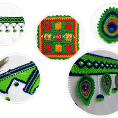 Celebrating the color green for Navratri with a collage of my green-themed creations, including peacock designs and thali covers.
