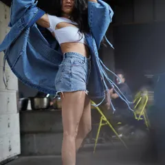 This throwback look on Srishti Shrivastava is still one of my favorites. We paired an oversized denim jacket from Jaywalking with denim shorts and a cut-out bodysuit for the ultimate street style statement.