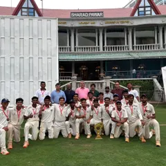A proud moment for our academy as our boys from the Thane Shahapur centre lift the MCA U-23 Madhav Mantri tournament trophy. This picture captures the joy of a team victory at a prestigious level.