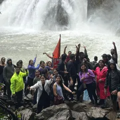 The pure joy and energy of reaching a destination like Dudhsagar waterfalls. This is what our community is all about: sharing incredible moments and celebrating together.