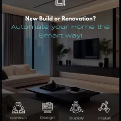 New build or renovation? I offer a complete service from consult and design to supply and install. This image shows a modern living room, a perfect canvas for smart automation.