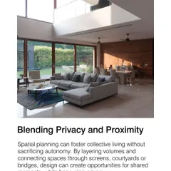 In the 'House of Bridges', we blend privacy and proximity. Layered volumes and large openings connect the main living area to the garden, while an upper-level bridge offers a separate, more private vantage point.