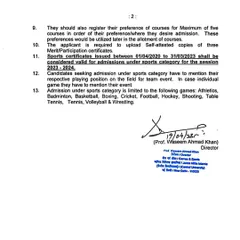 A closer look at the application rules. This document specifies that you can list up to five course preferences and clarifies the validity period for sports certificates for the 2023-2024 session.